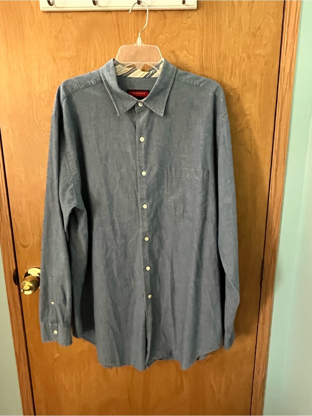 Austin Reed Men's Slate Blue Long Sleeve Button-Down Cotton Shirt Size XL EUC